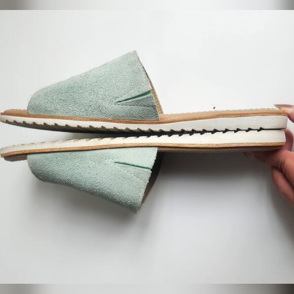 Sorel Women's Ella Block Slide Sandal Flats Suede Mint Green 8 - Picture 7 of 11